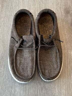 Hey Dude Men's Wally Eco Linen Shoes in Dark Brown